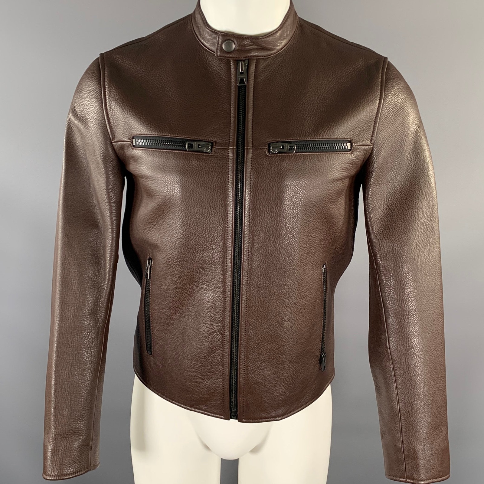 Coach Size Xs Brown Leather Moto Racer Jacket